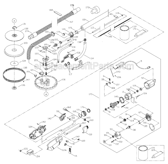Page A Diagram and Parts List for 7800 Type 1 Porter Cable Sander Polisher